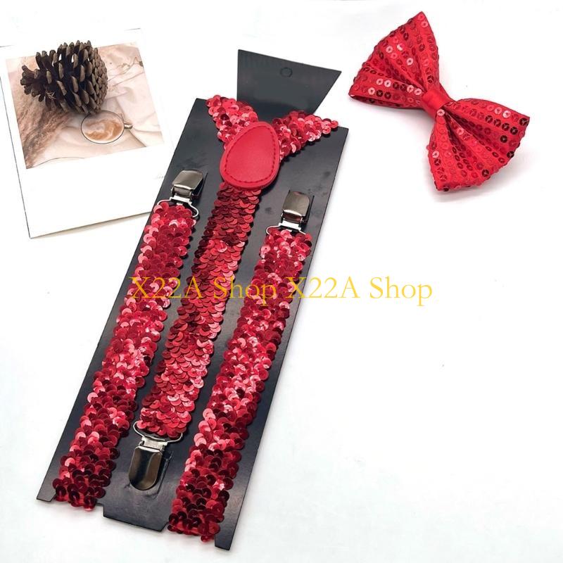 Suspender Clip Formal - Unieke glanzende ophangers Bowtie Set Sequins